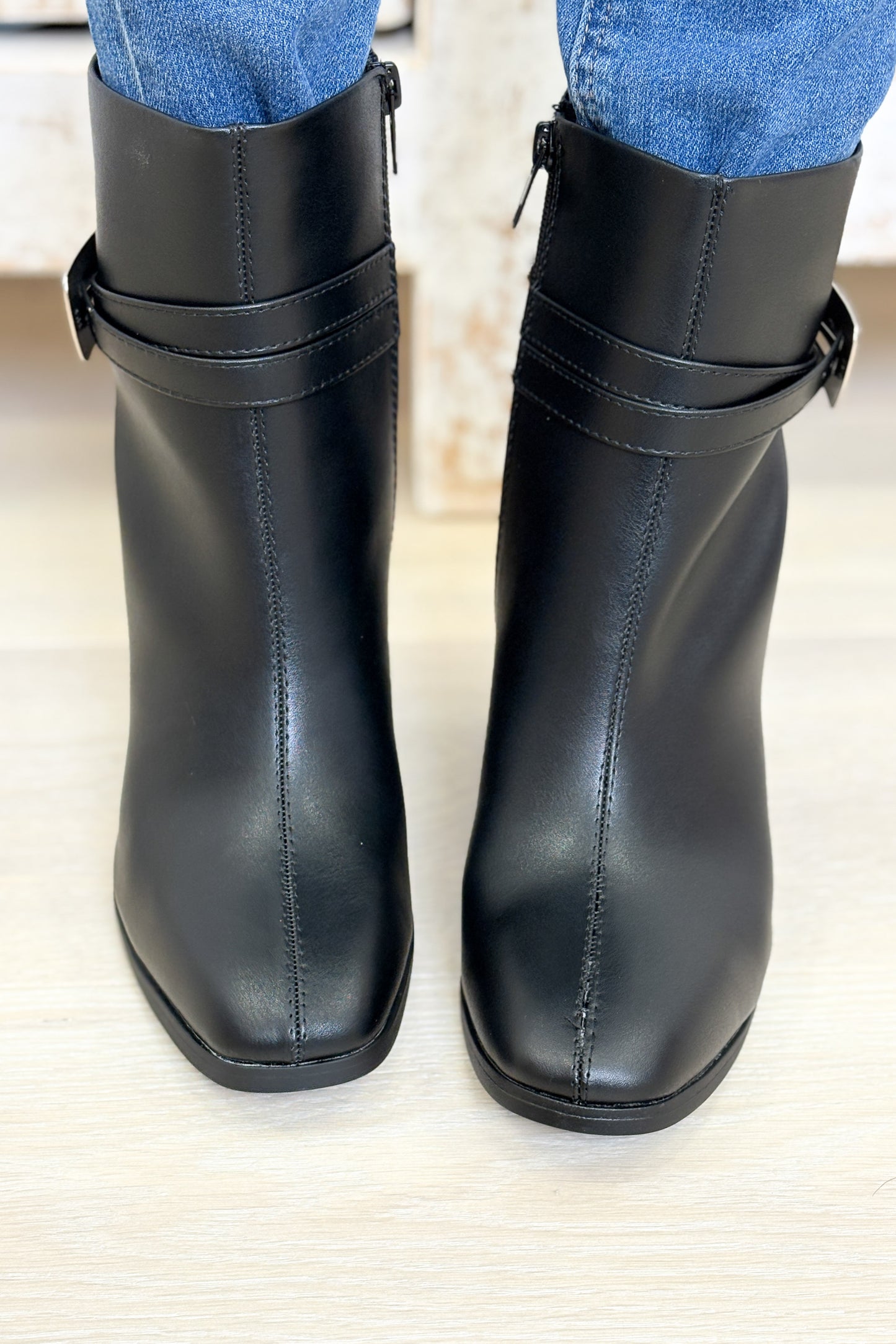 Timmy Buckle Dressy Booties - Black