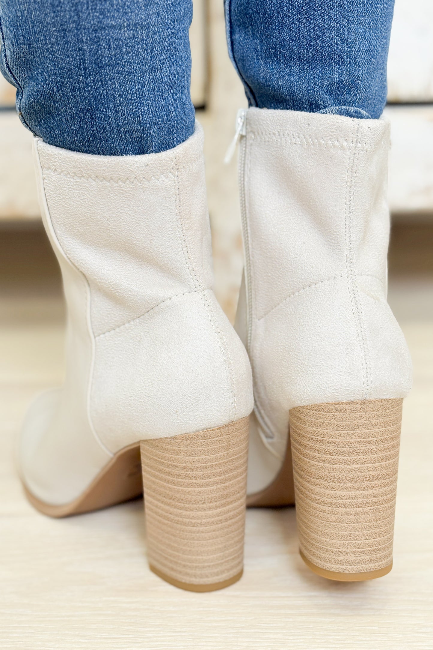 Mover Pointed Toe Ankle Booties - Off White