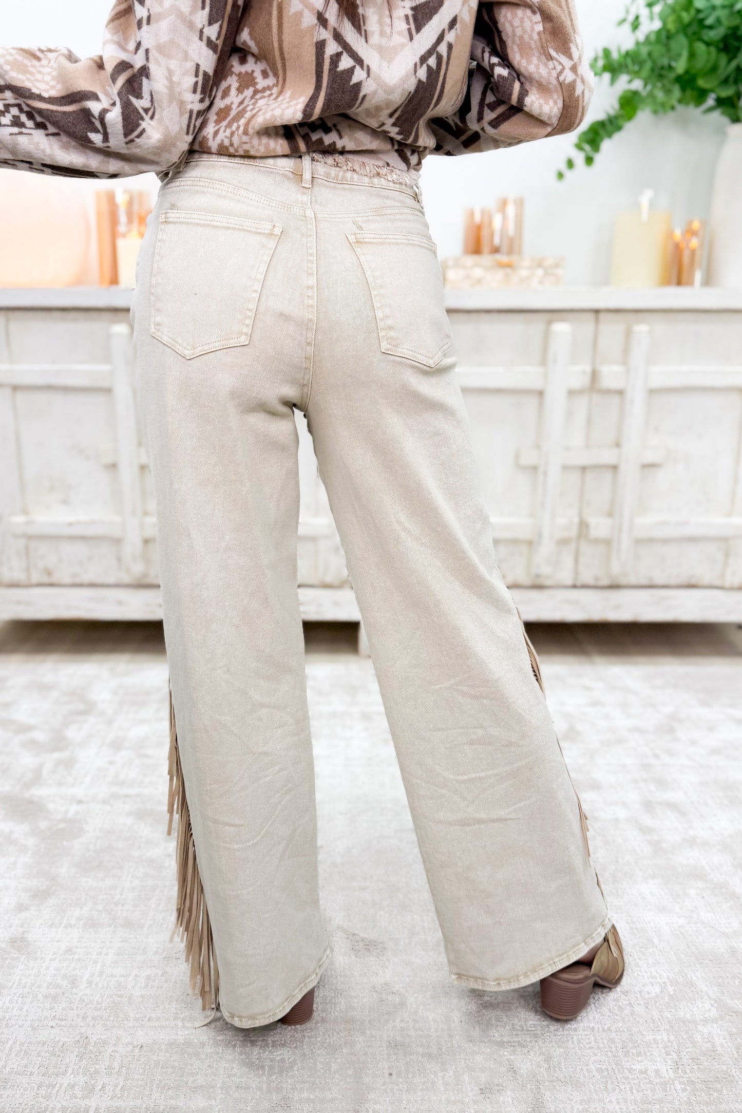 Saddle Up By Blue B - High Rise Wide Leg Jeans - Sand