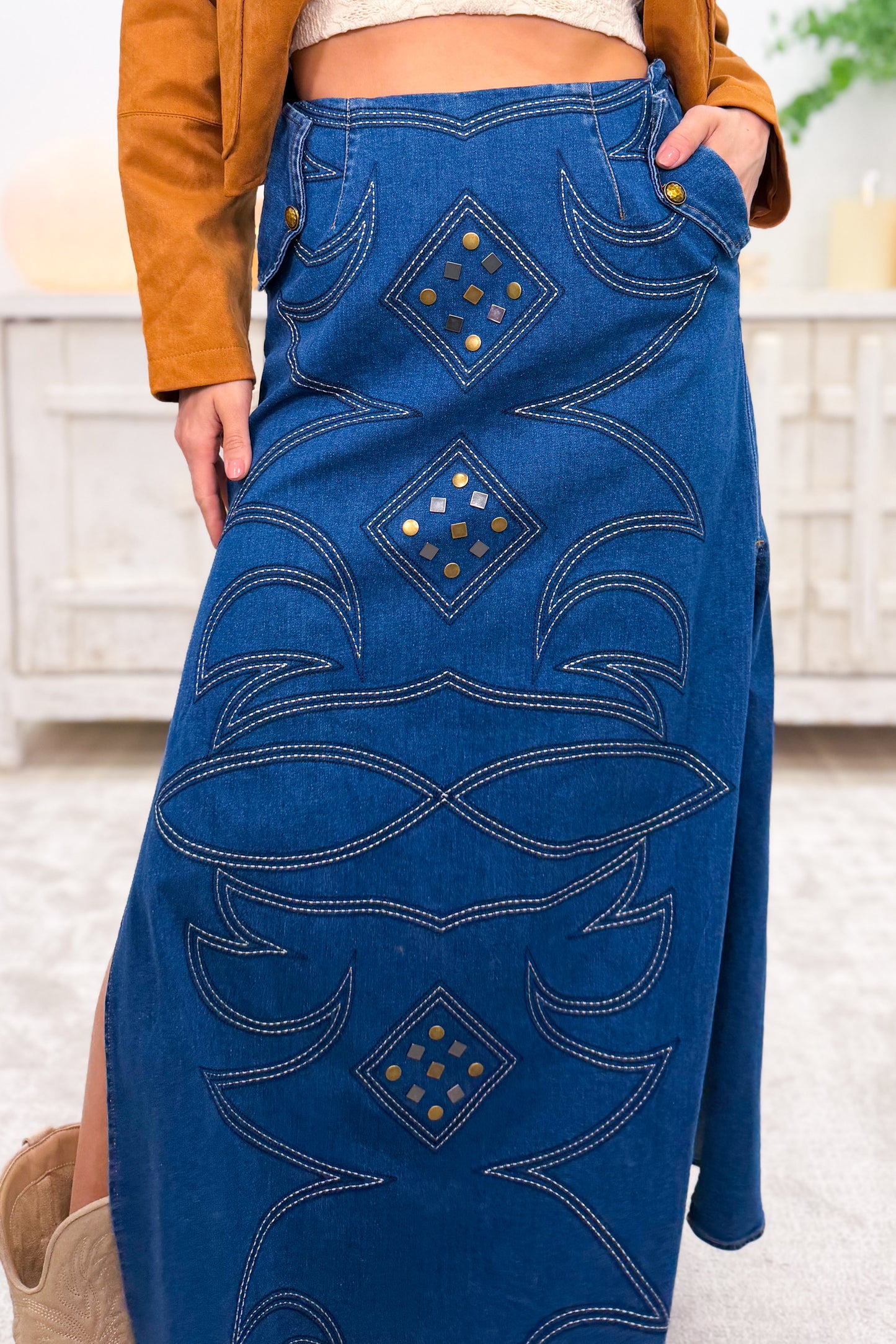 Tex Mex Slit Maxi Skirt