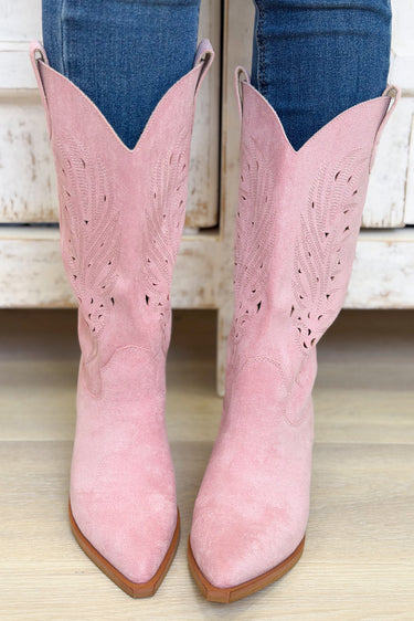 Olivia Cowgirl Boots - Pink