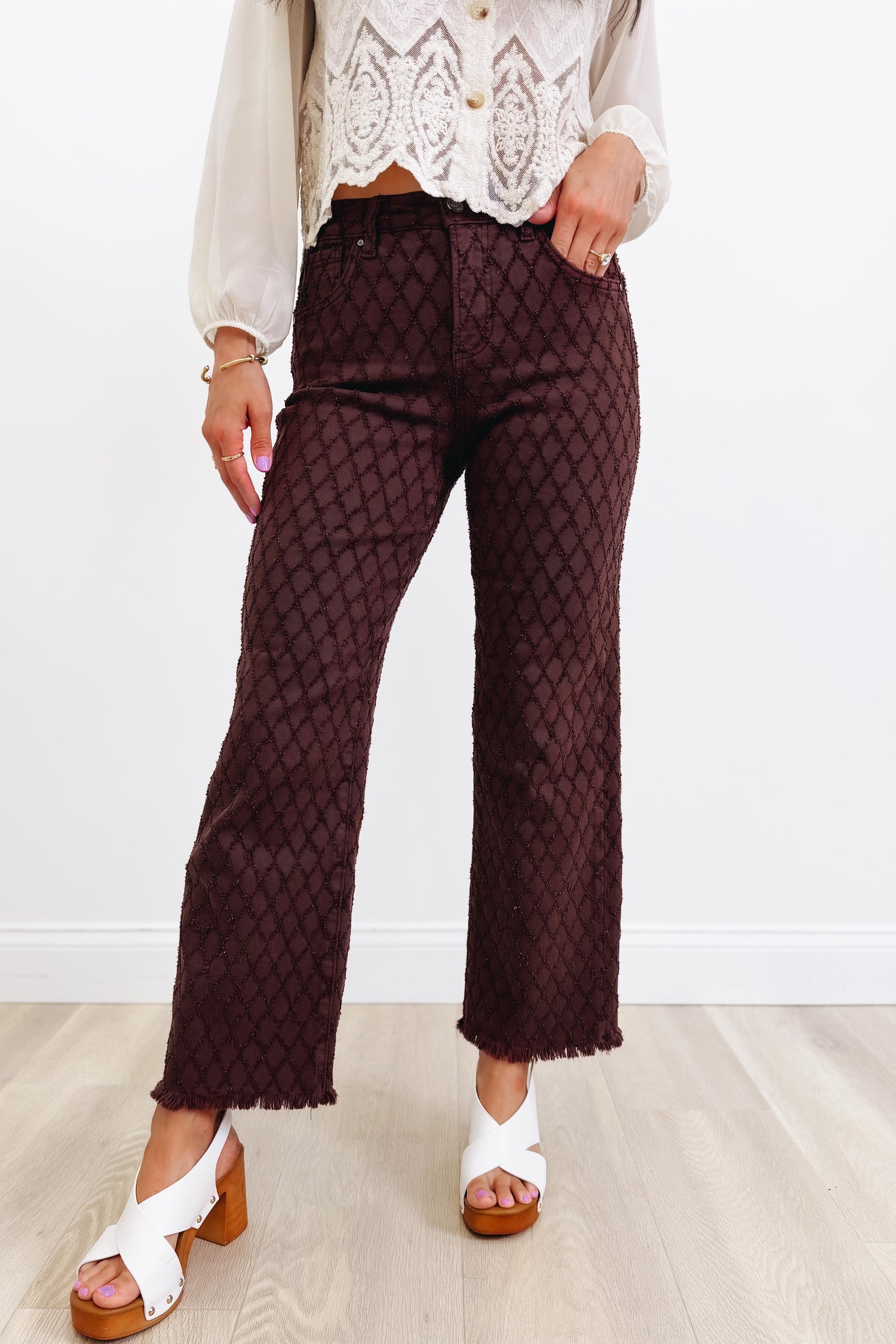 Honey Crush By Risen - Tummy Control Straight Jeans - Choco Brown