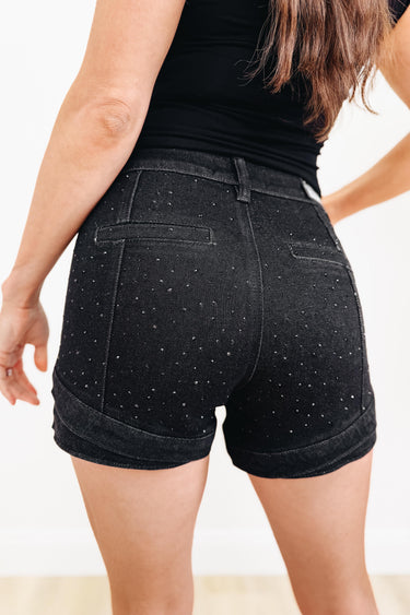 Talk Of The Town Rhinestone By Denim BAR - Denim Shorts - Black