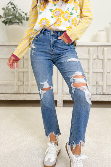 Hit The Jackpot By Mica - Straight Distressed Jeans