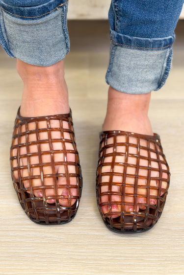 Wayne Lattice Weave Jelly Slip On - Dark Brown