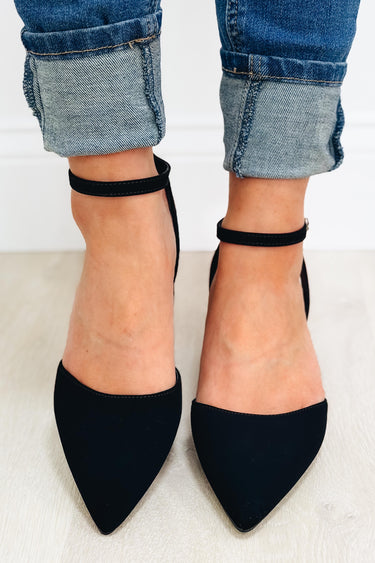 Gabbie Ankle Straps Pumps - Black Patent