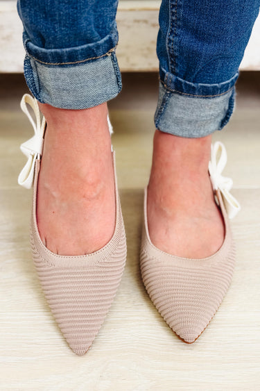 Serenity Bow Slingback Strap Flats - Mauve