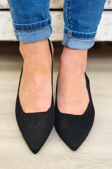 Viva Mesh Slingback Kitten Heels - Black