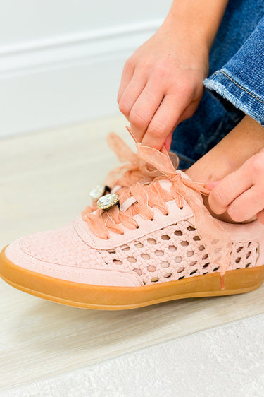 Giselle Suede Woven Sneakers - Pink