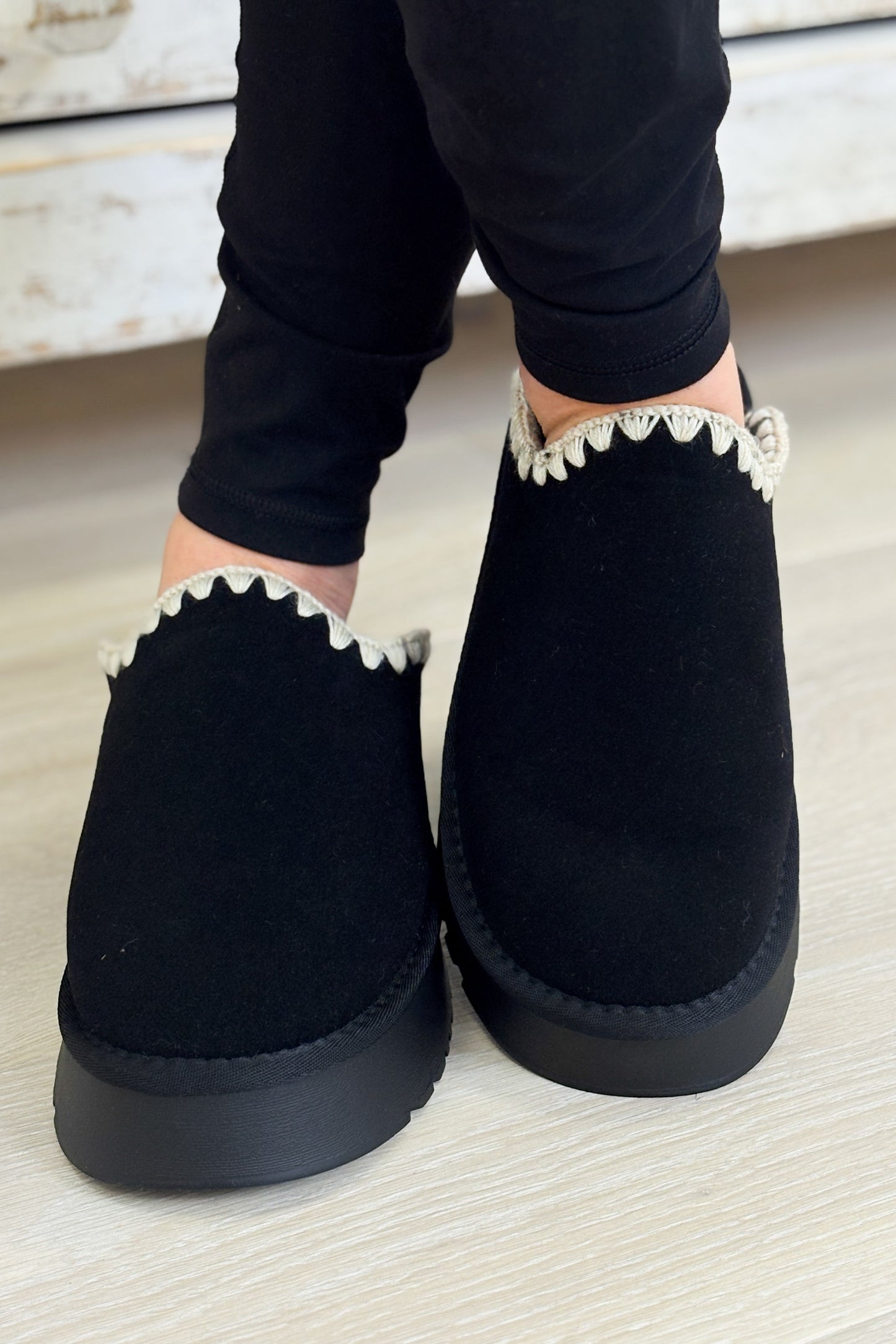 Biscotti Sherpa Platform Slip Ons - Black