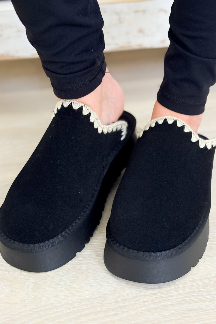 Biscotti Sherpa Platform Slip Ons - Black