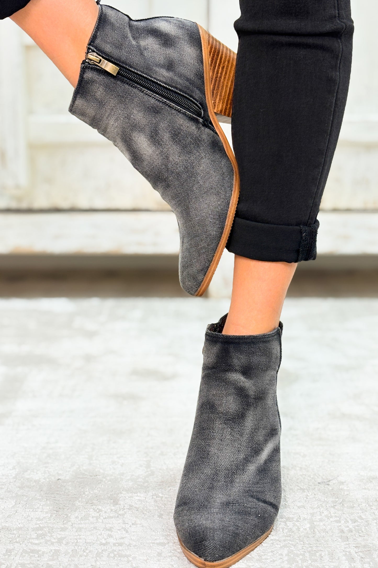 Corky's Gimme Sugar Booties - Washed Dark Blue Denim