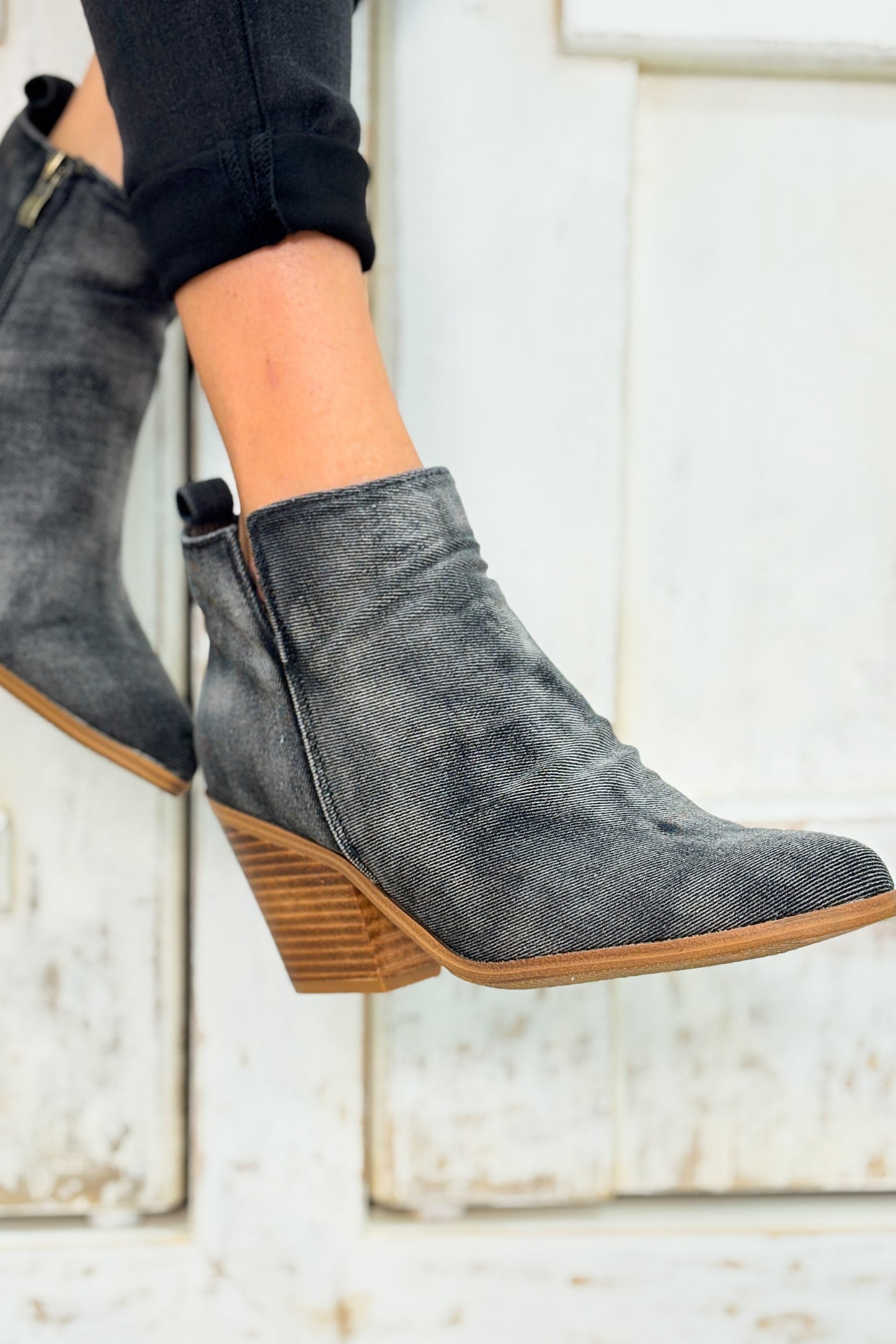Corky's Gimme Sugar Booties - Washed Dark Blue Denim