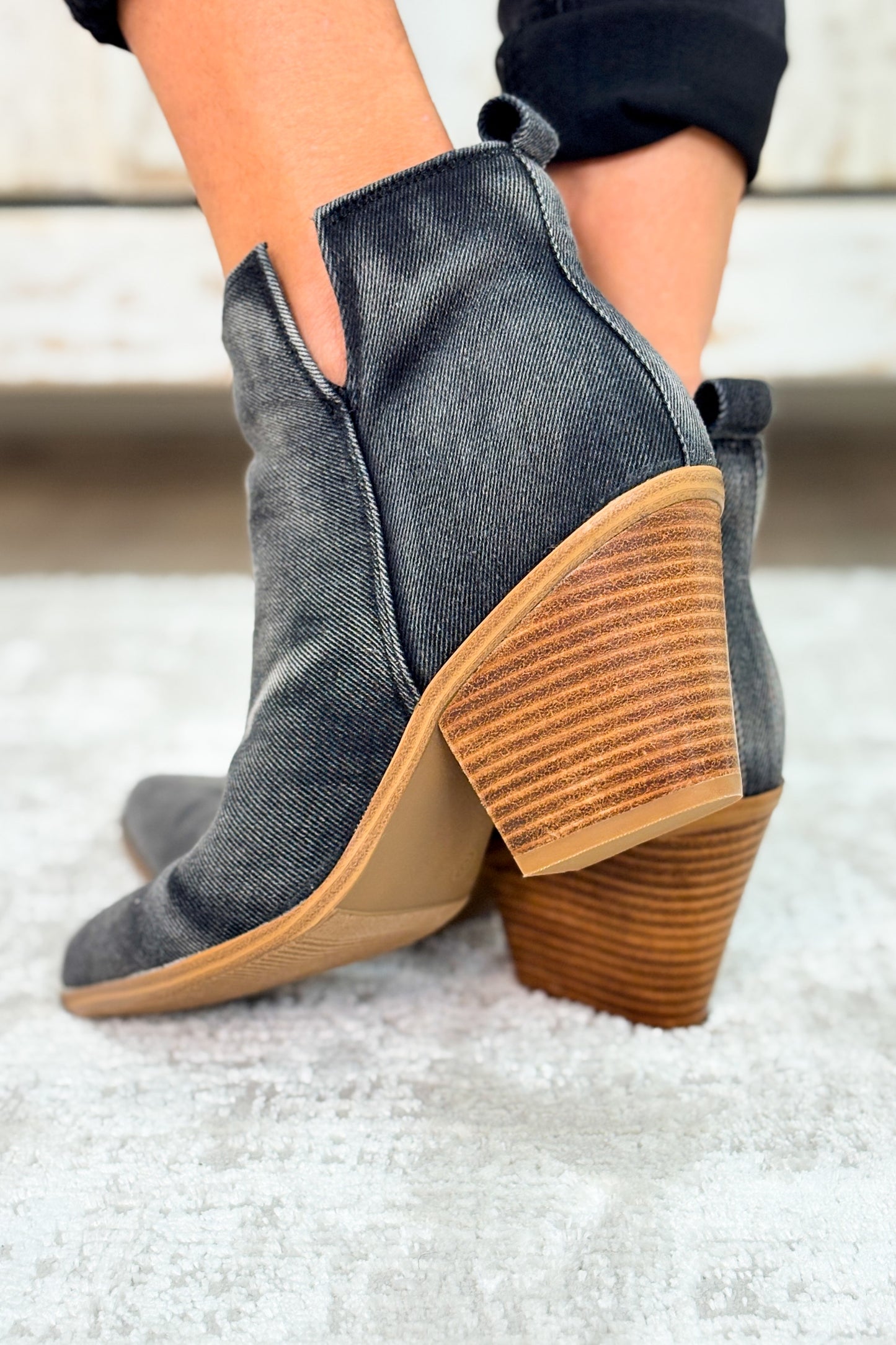 Corky's Gimme Sugar Booties - Washed Dark Blue Denim