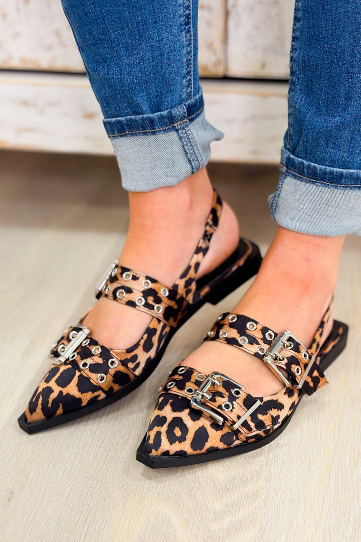 The Addison Double Buckle Flats - Leopard