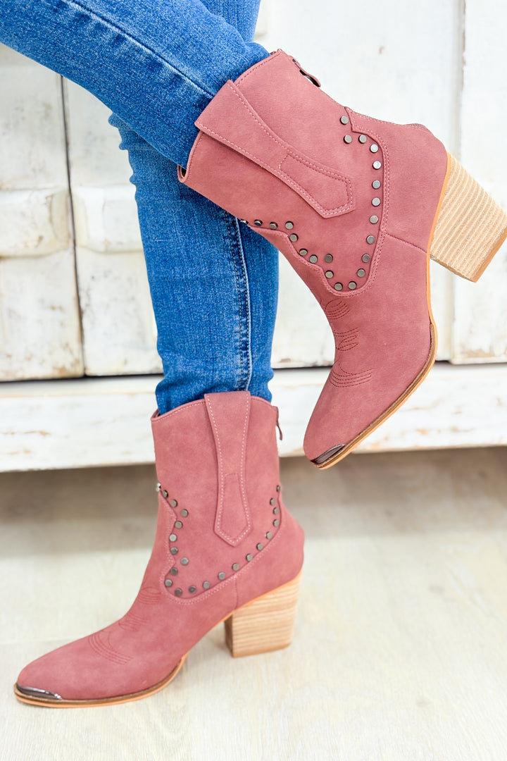 Pandora Vintage Western Booties - Dusty Rose