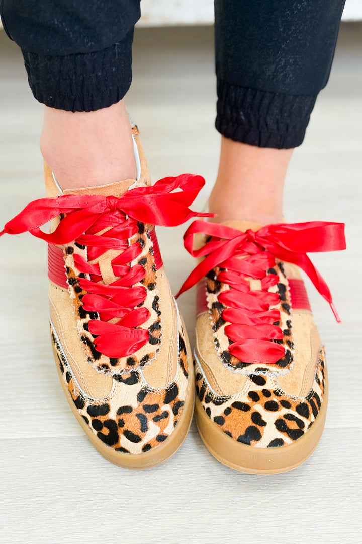 Dixie Side Strap Sneakers - Leopard Red