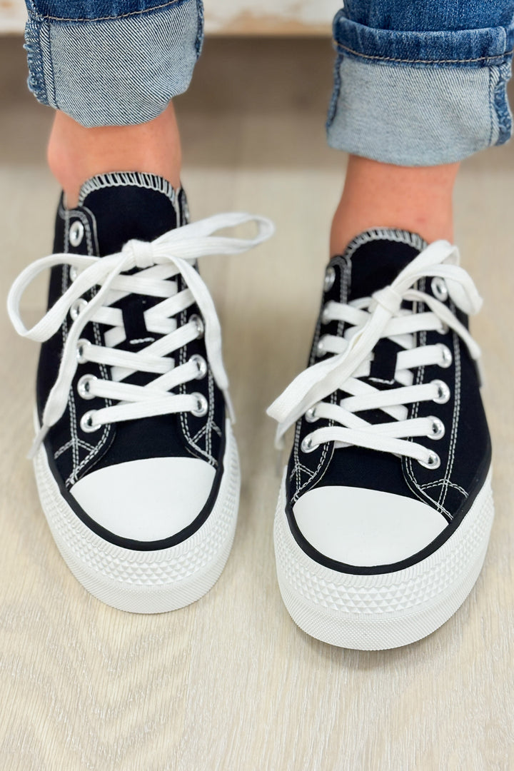 Lizzy Semi Platform Low Sneakers - Black