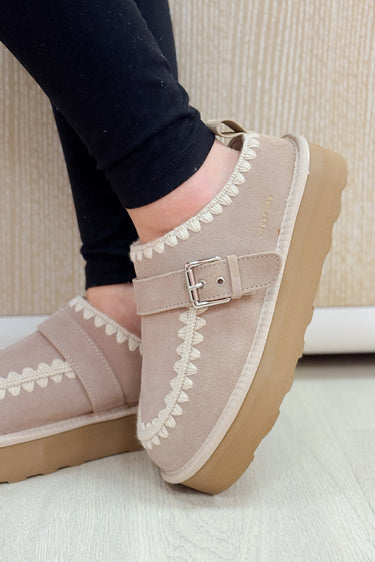 Vintage Havana Close Slip On Platform Shoes - Grey Suede