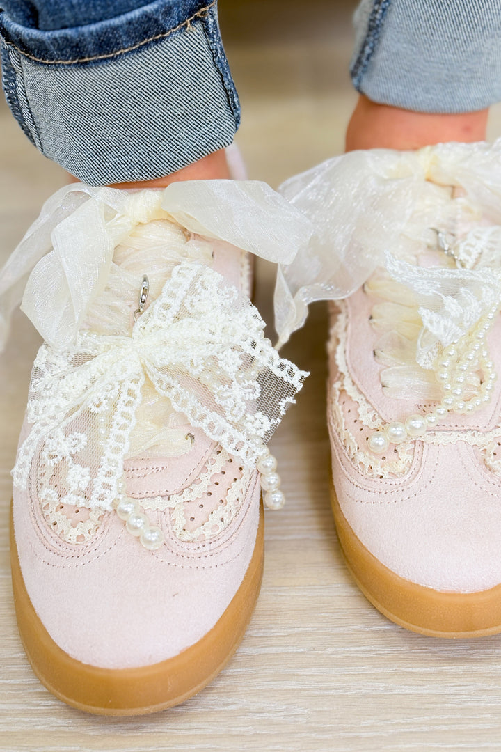 Eleanor Lace Trim Sneakers - Pink