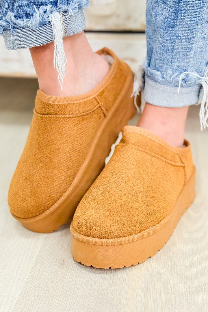 Inspired Solid Slip On Platform Shoes - Tan