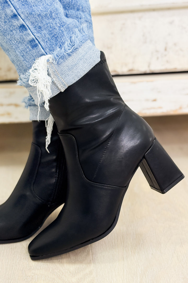 Cachet Block Heel Ankle Booties - Black