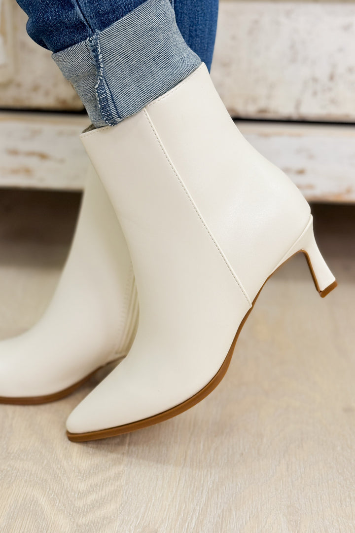 Cabernet Kitten Heel Ankle Booties - Off White