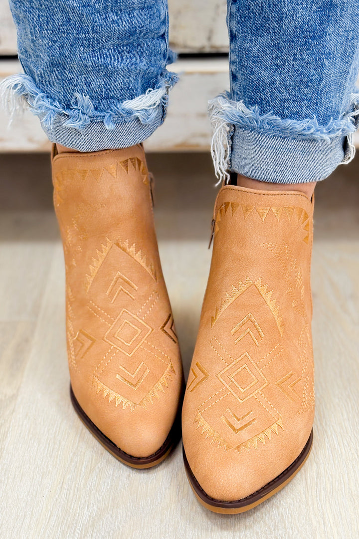 Whitney Heeled Anklet Booties - Camel