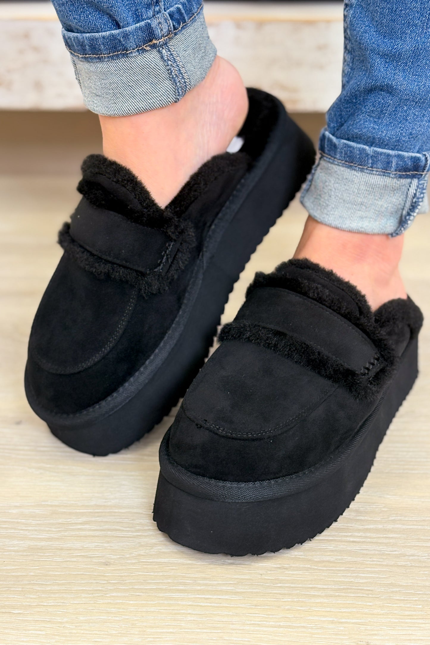 Corky's Veg Out Slides - Black Faux Suede