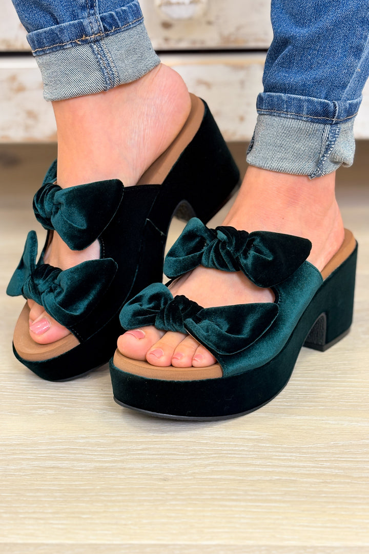 Corky's Put A Bow On It Sandals - Evergreen Velvet