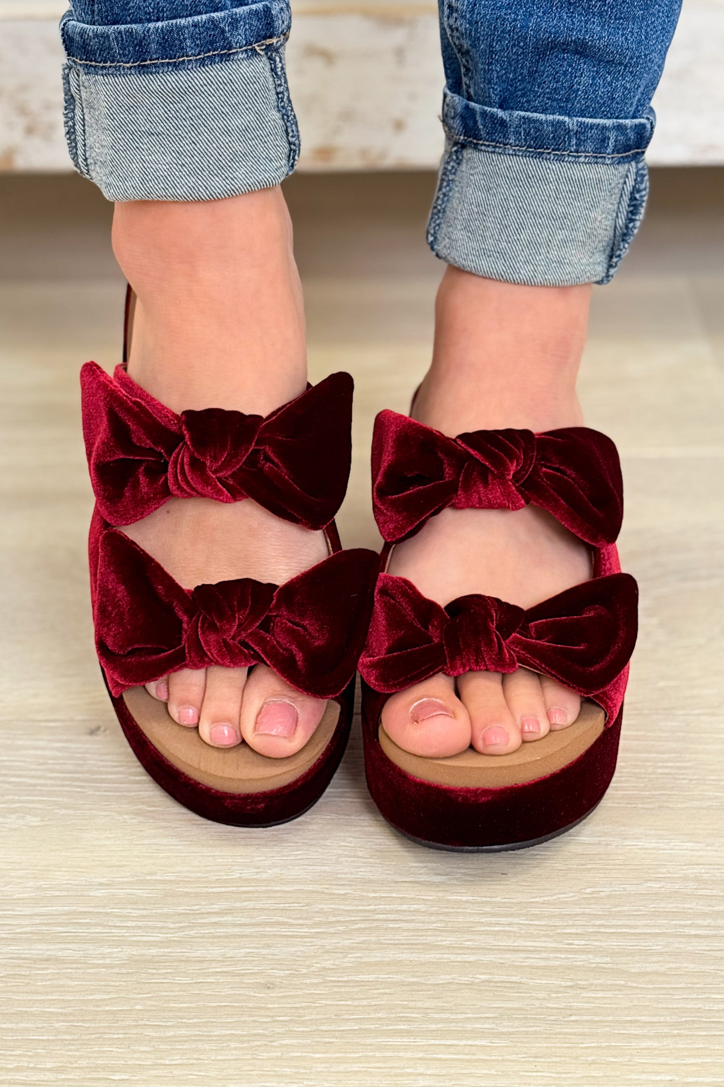 Corky's Put A Bow On It Sandals - Burgundy Velvet