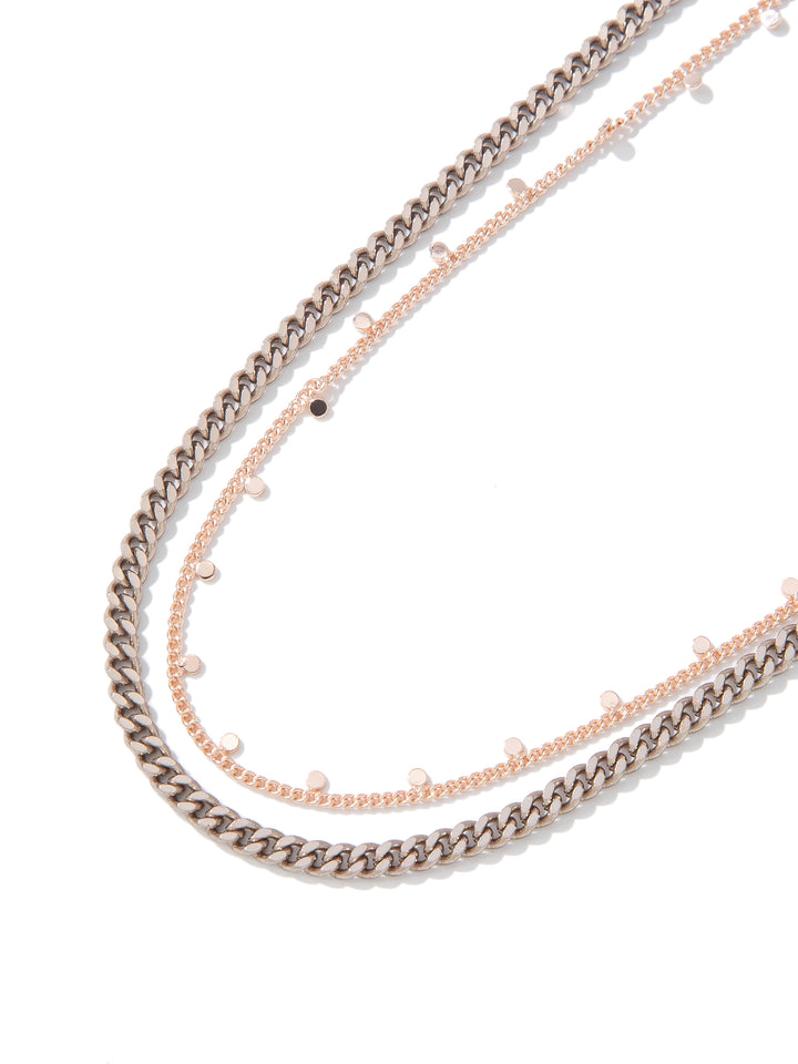 Kyran Necklace Long - Light Rose Gold Metallic Platinum