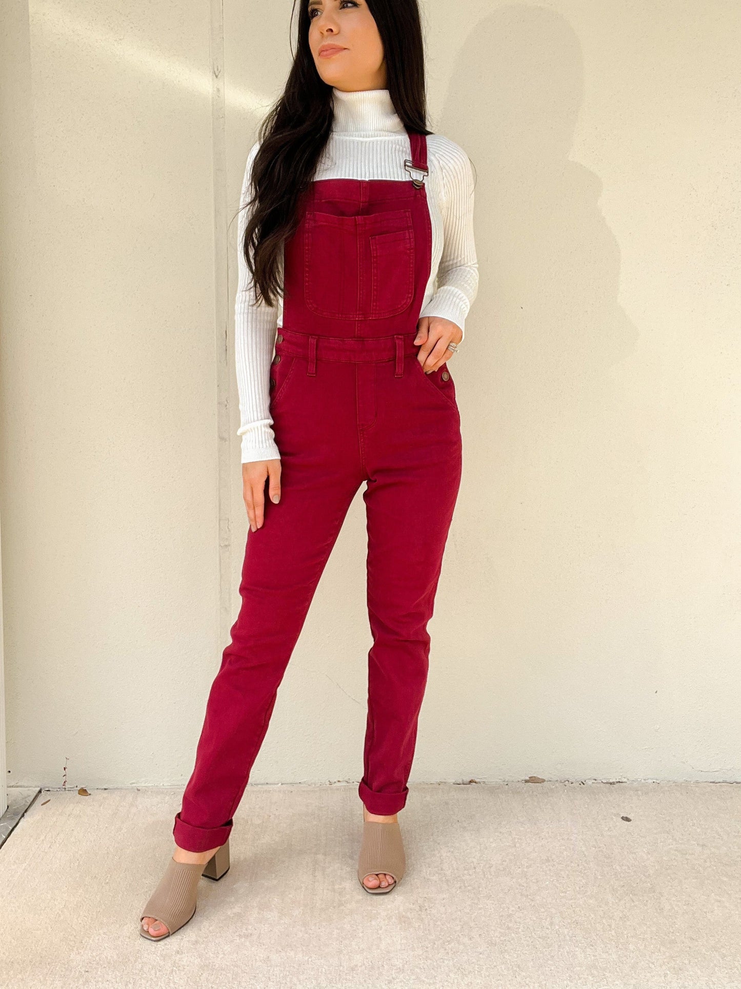 Judy Blue Work It Overalls - Maroon