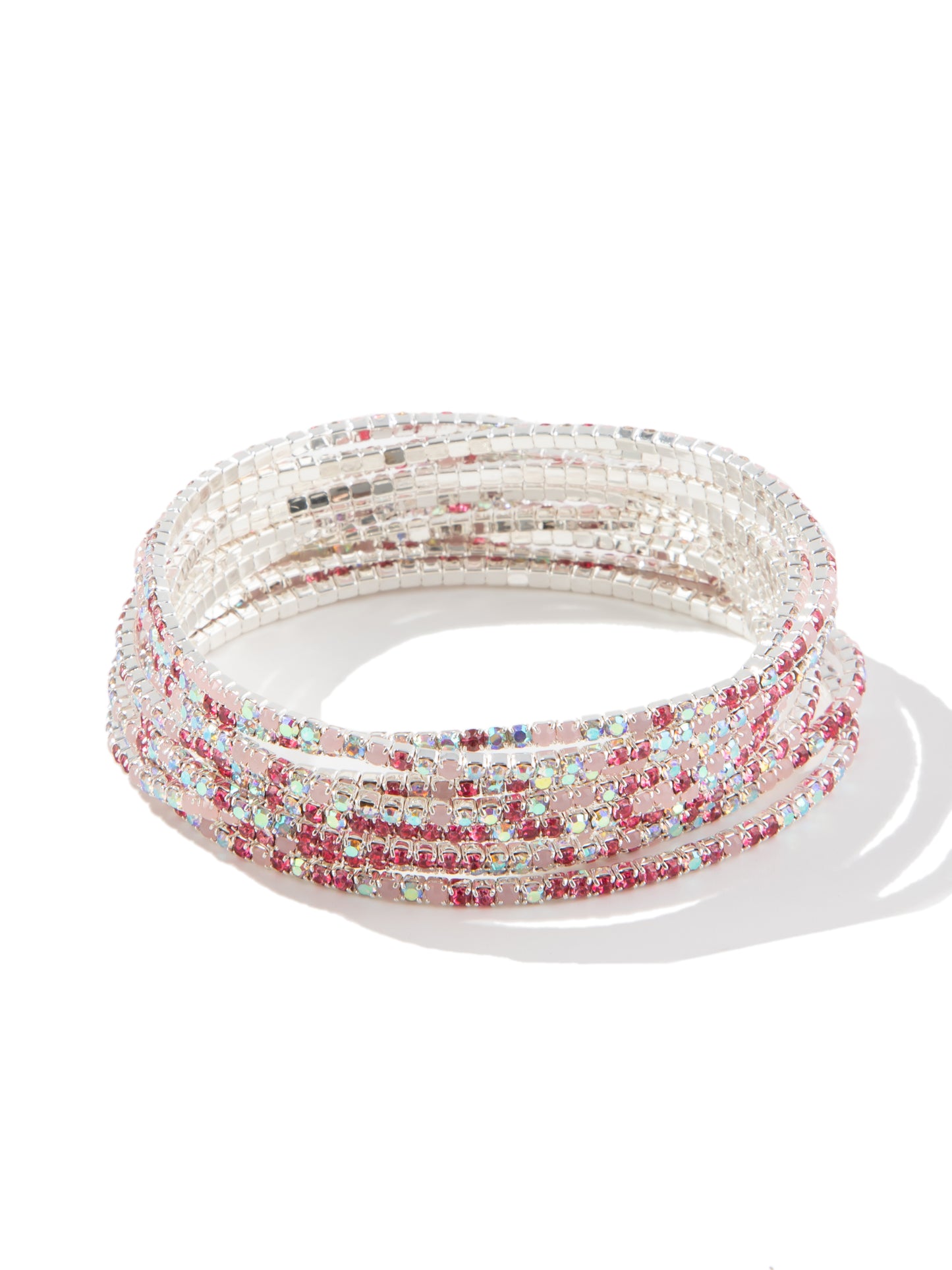 Malibu Bracelet Set - Liquid Metallic Pearl White Pink