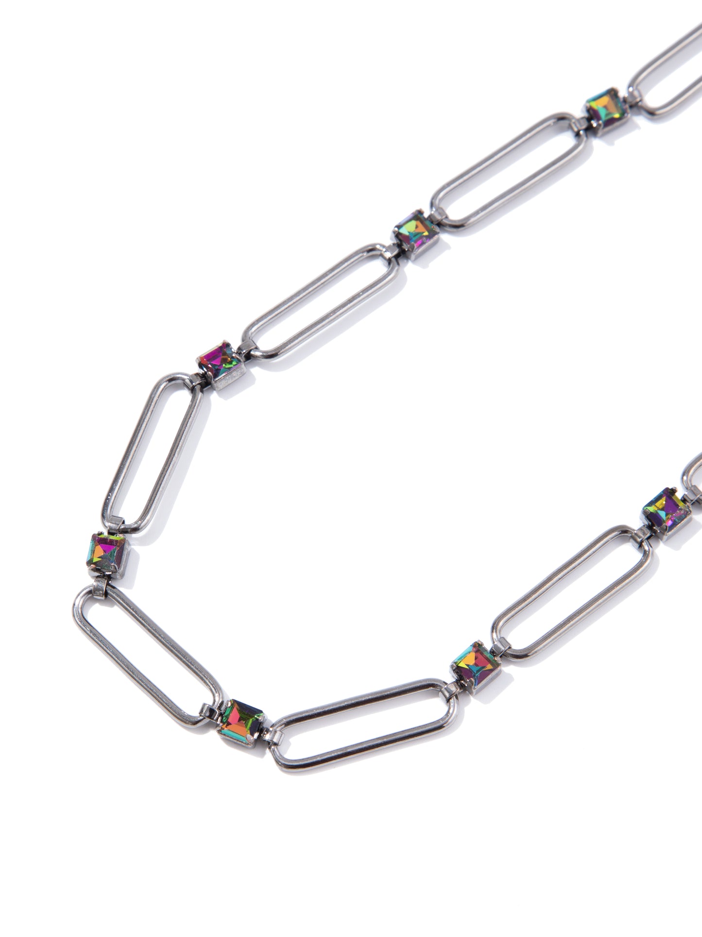 Mallie Necklace - Gunmetal Rainbow AB