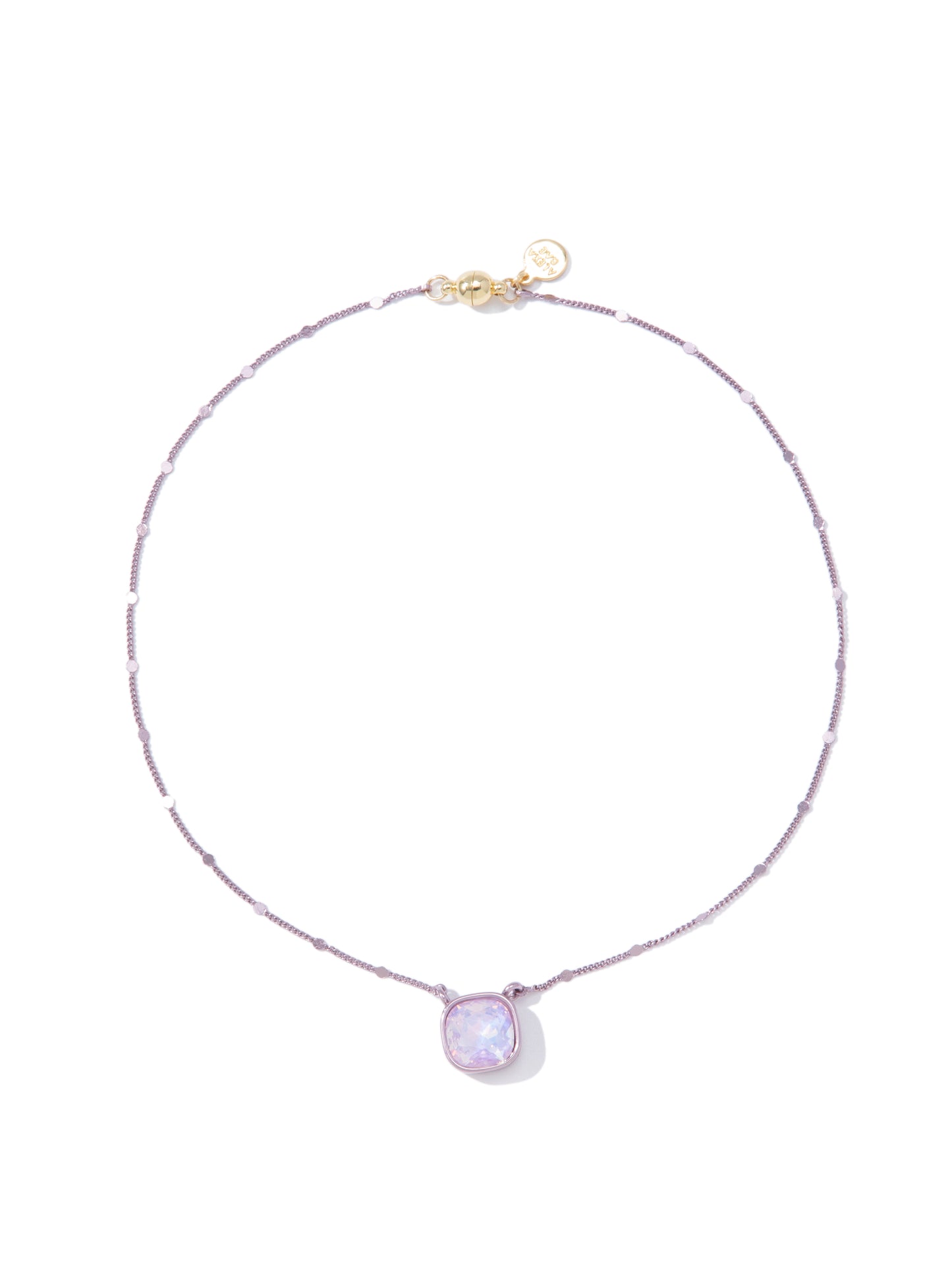 Mini Crystal Glow Square Necklace - Dusty Lilac Lilac
