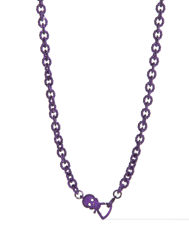Mini Skully Necklace - Metallic Poison Plum