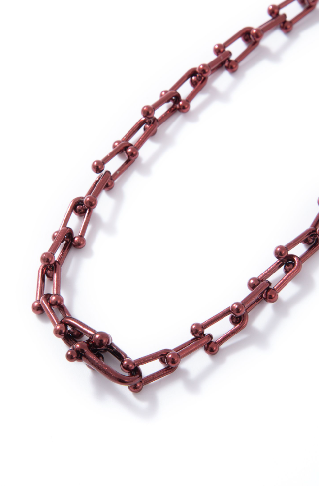 Varsity Blues Necklace - Liquid Metallic Red Velvet