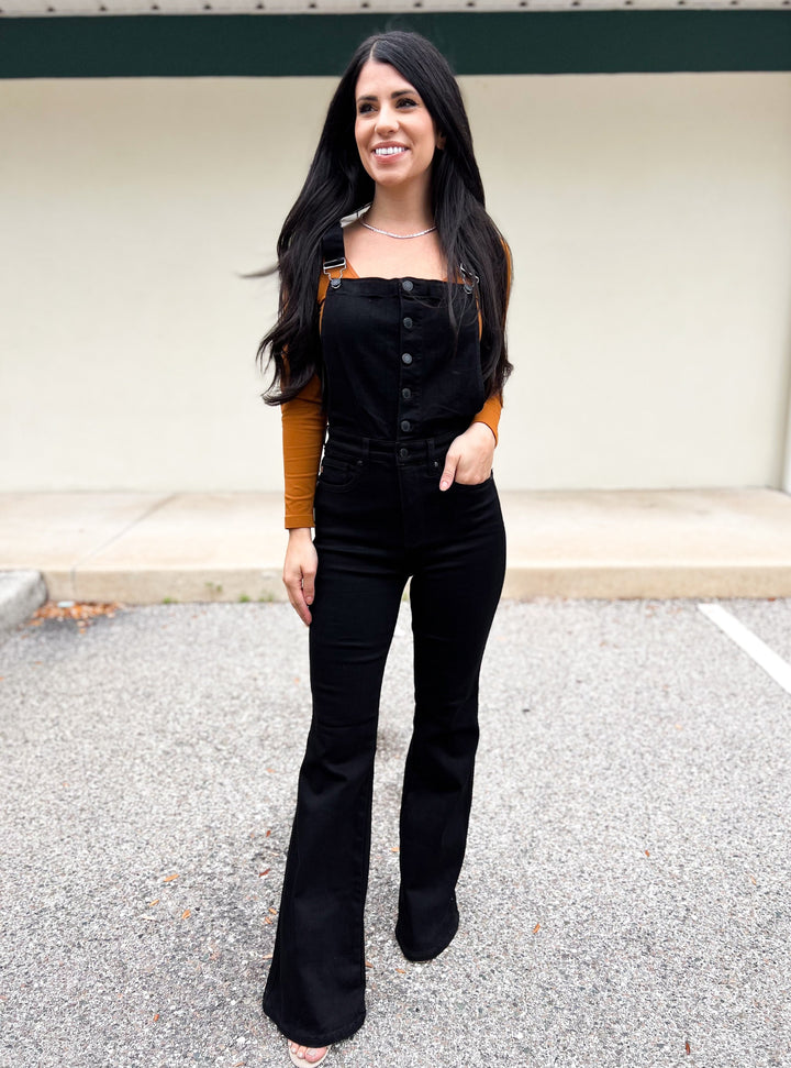 Judy Blue Talk To The Hand High Rise Tummy Control Overalls - Black