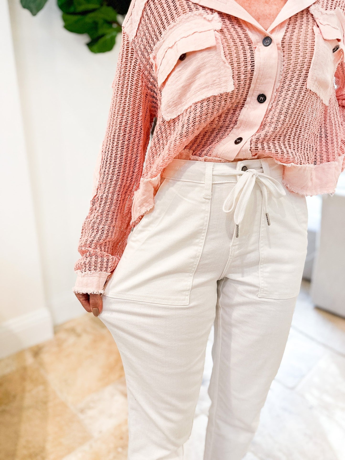 Judy Blue Icing On The Cake Cuffed Joggers - White