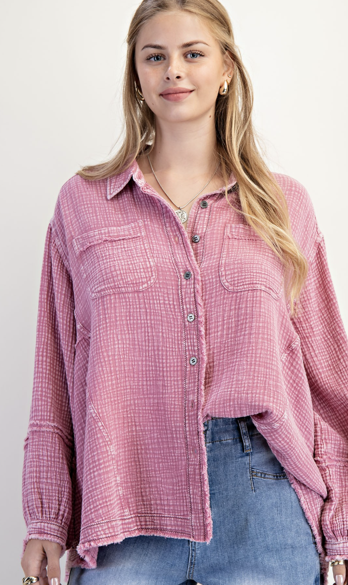 All The Buzz Button Down Top - 2 Colors!