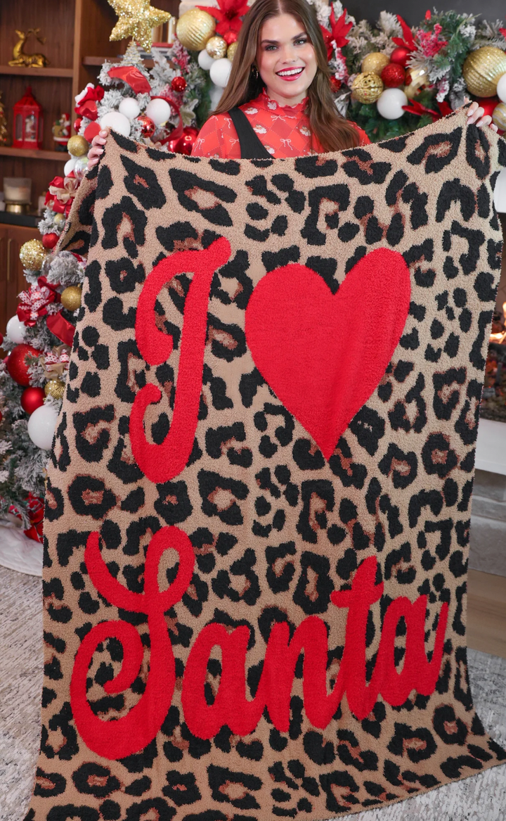 I Love Santa Leopard Blanket