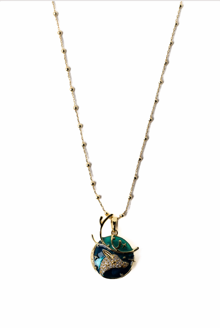 Christmas Night Necklace - Gold Rudolph