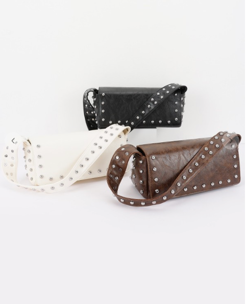 Sweet Faux Leather Studded Cross Body Bag - 3 Colors!