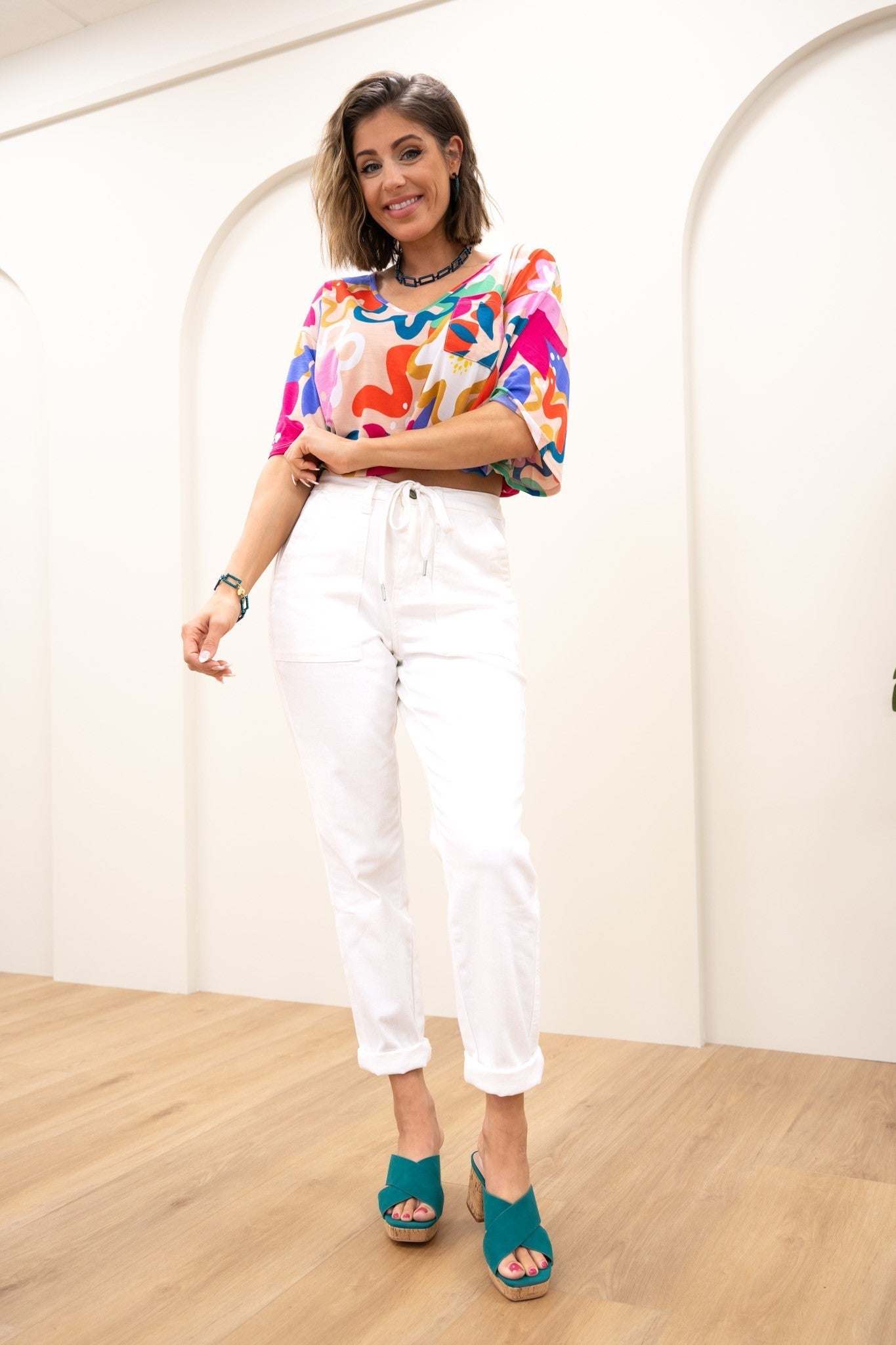 Judy Blue Icing On The Cake Cuffed Joggers - White