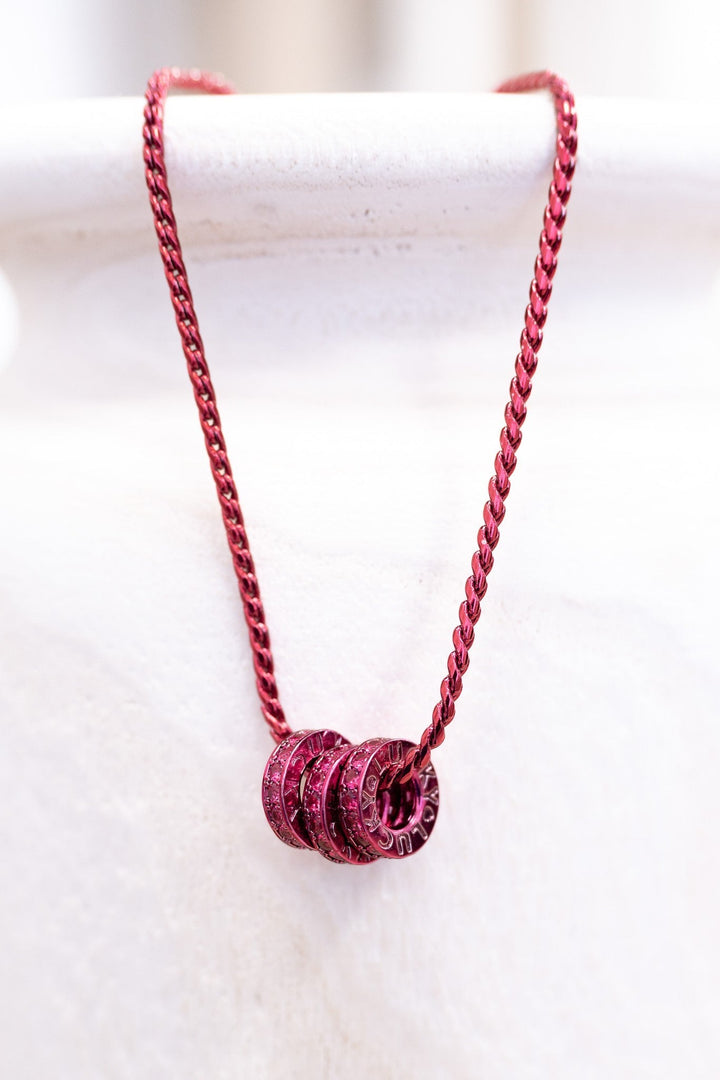 Lucky Girl Necklace - Liquid Metallic Ruby Kiss
