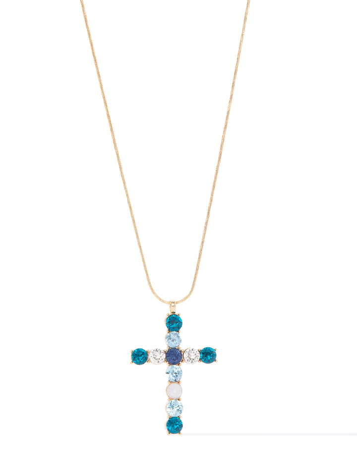 Grace In The Sky Cross Necklace - Aqua Sky