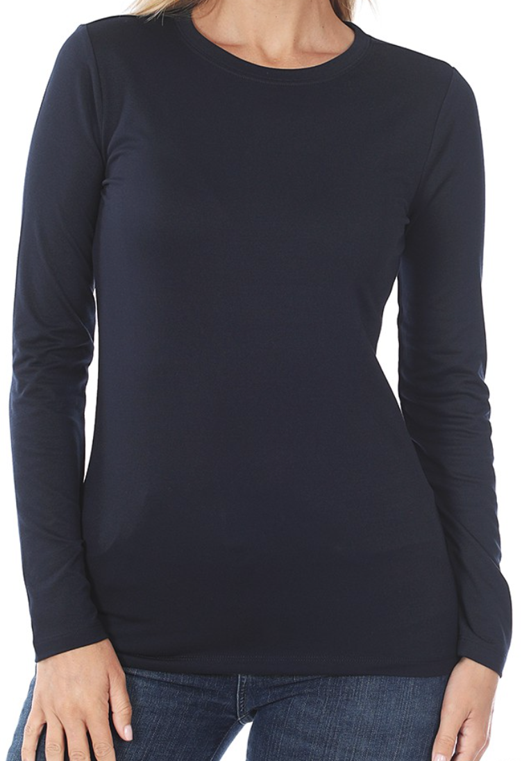 Slimming Long Sleeve Round Neck Tee