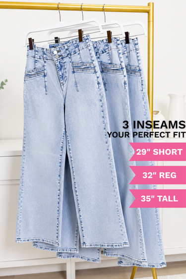 Prime Time by The Denim BAR - Wide Leg Jeans - 3 Inseams