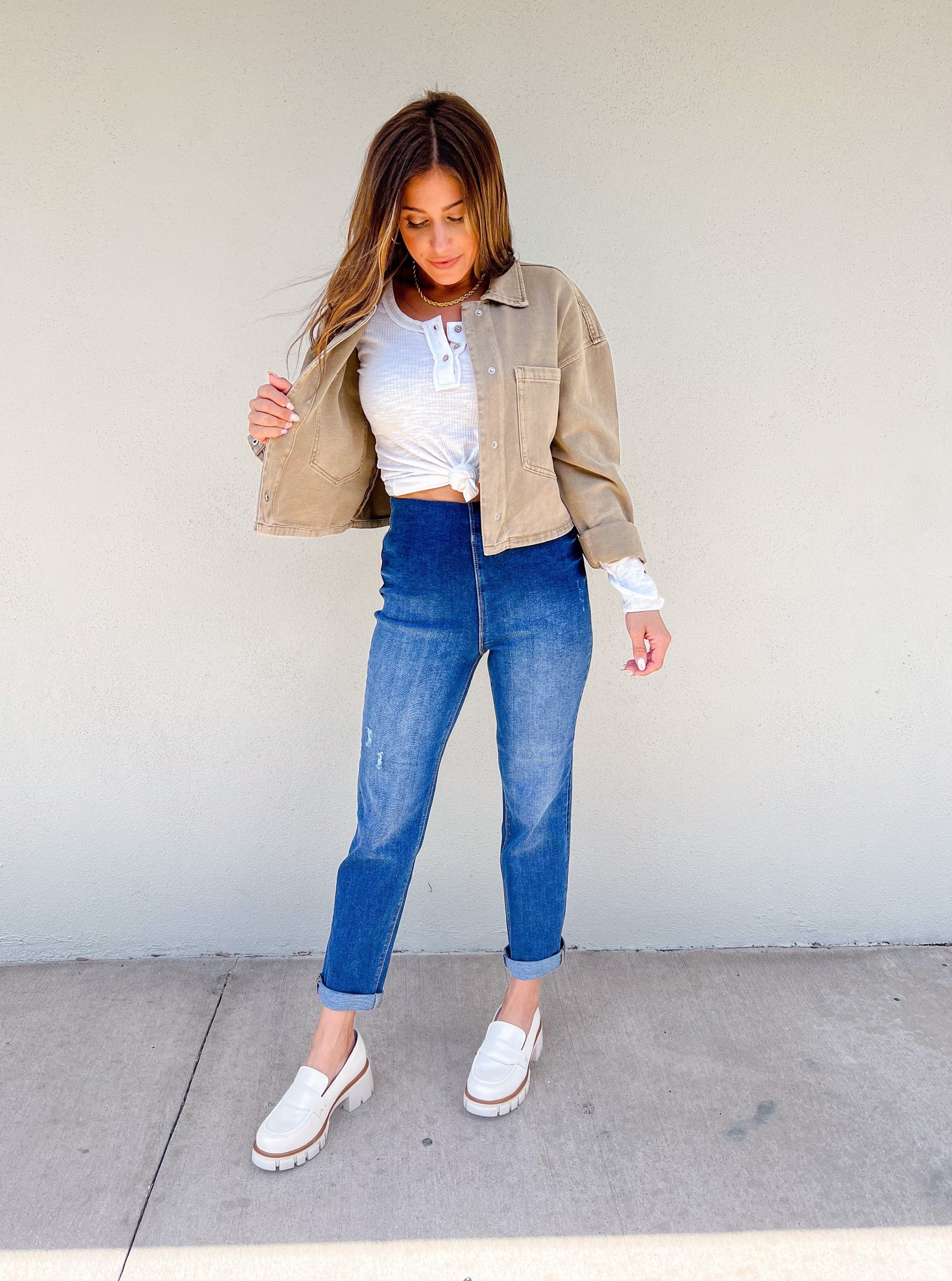 Risen Pull On Boyfriend Jeans - Dark